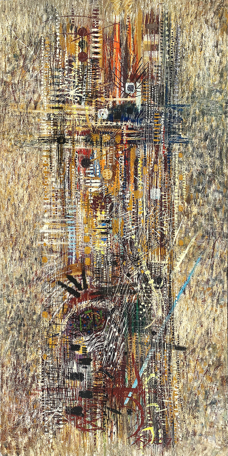 Rolf Retz-Schmidt, Konzentrationen (1957), Öl auf Malpappe, Motiv: 244,5 x 122,3 cm